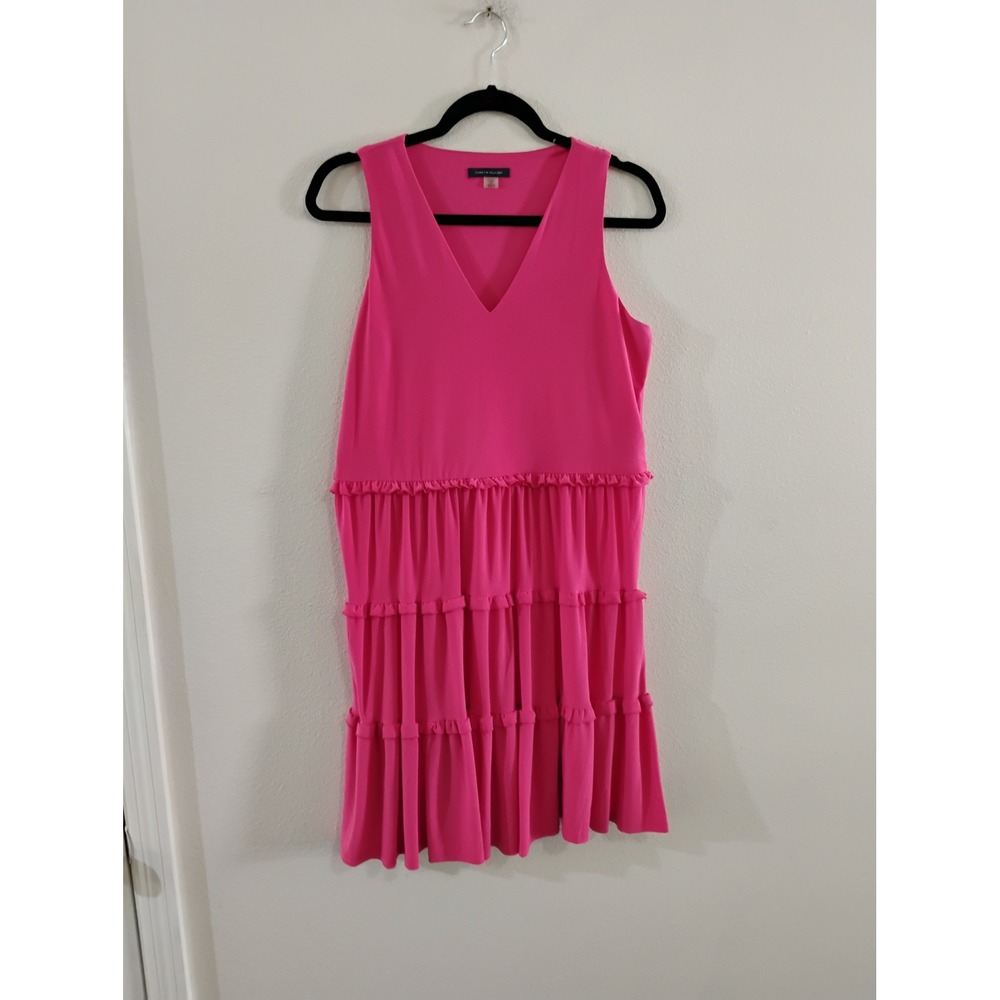 Tommy Hilfiger Womens Pink V-Neck Tiered Ruffle Sleeveless Dress Size 6